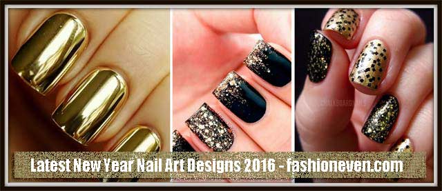 latest golden black new year nail art designs