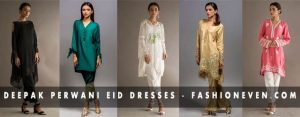 Latest white black golden and green dresses with capri pants Deepak Perwani eid dresses for girls 2017