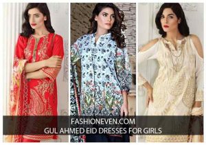 Red and off white shirt with dupatta dresses for Eid ul Azha 2017 by Gul Ahmed